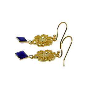 Wedding Wear 925 Sterling Silver Gold Plated Vermeil Iolite Gemstone Women Wear Hanging Earring Set - Product Image 4