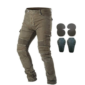 Pantalones Vaqueros de Motociclista Verdes Flexibles para Hombre, con Rodilleras y Protectores de Cadera Desmontables, Remaches de Mezclilla Blindados, Pantalones de Protección para Motociclismo - Product Image 1