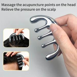 Herramienta Multifuncional de Masaje de Cabeza de Metal, Terapia Gua Sha, Relajación del Cuero Cabelludo, Artefacto de Terapia de Raspado de Cabeza, Peine de Masaje - Product Image 4