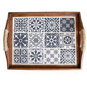 Bandeja de servicio tejida de ratán con asas, plato para servir dulces de frutas para almacenamiento de granja, bebidas, aperitivos - Product Image 6