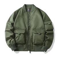 Nouveau blouson de pilote à col montant avec fermeture éclair pour hommes, blouson de printemps épais rembourré Ma1 avec logo personnalisé en coton pour l'hiver