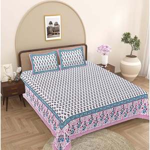Ensemble de draps Super King en coton 100% à fleurs violettes 240 TC avec 2 taies d'oreiller 3 pièces pour la maison ou l'hôtel (SHKV1094) - Product Image 1