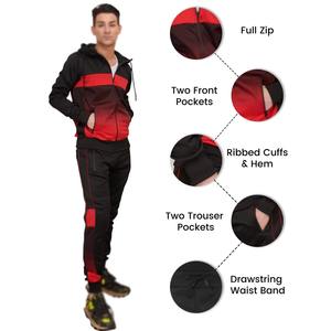 Cómoda tela transpirable con manga completa técnica lavada de verano nueva llegada conjunto de chándales con cuello con capucha de talla grande para hombre - Product Image 4