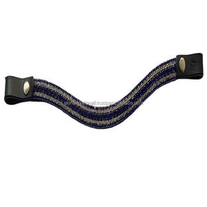 Banda de piel auténtica para la frente, banda de piel auténtica para montar a caballo, ecuestre, Havana, cuero marrón, cejas de caballo, cristales morados ostentosos - Product Image 1