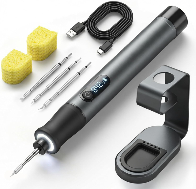 Dual Mode Cordless Soldering Iron (12W Wireless/16W Corded), Digital Display Adjustable Temperature Soldering Iron