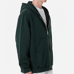 Customized <b>Spray</b> Washed 100% Cotton Heavyweight 450GSM Winter Zipper Hoodie with Custom Screen Printed Logo for Men - Product Image 5