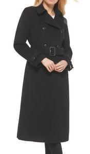 Manteau long d'hiver sur mesure, respirant, noir, grande taille, pour femmes, avec ceinture et boutons. - Product Image 3