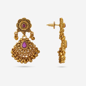 Collier vintage 188141, collier antique pour femme, ensemble de bijoux de mariage en acier inoxydable fin avec zircon, plaqué or - Product Image 6