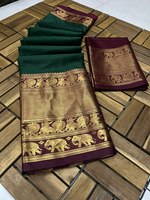Sari en soie Georgette de qualité supérieure, multicolore, léger et élégant, style indien du Sud, pour soirée, avec chemisier
