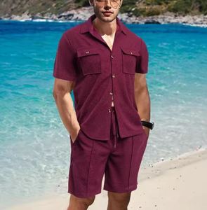 Nouvelle Collection – Ensemble Décontracté Homme Été : T-shirt et Short Personnalisables, Survêtement en Tissu Éponge Uni avec Poches - Product Image 4