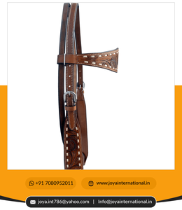 Western Leather Headstall / Bridle Horse Tack en marron avec sculpture à la main/travail d'outillage Portable - Product Image 2