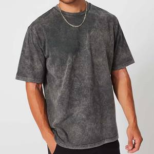 Camisetas gráficas de gran tamaño con lavado ácido de logotipo personalizado, ropa de calle de algodón 100%, camiseta para hombres con estampado DTG Crew Fitness, tamaño en blanco para niños - Product Image 1