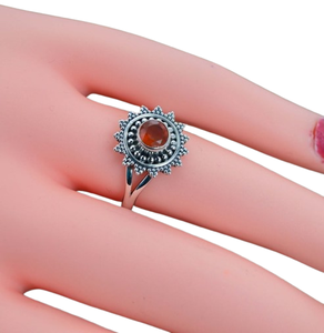Anillo de Plata de Ley 925 con Piedra Preciosa de Cornalina, Joyería Hecha a Mano, Estilo Bohemio, para Mujer, Regalo para Chicas - Product Image 1