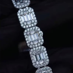 925 Sterling <b>Silver</b> Moissanite Square <b>Bracelet</b>, Iced OUT <b>Bracelet</b> Hip Hop Luxury Gift <b>for</b> Men Women Customized Jewelry Rings - Product Image 2