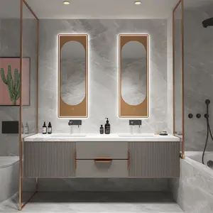 Nuevo estilo Baño Hotel Tamaño personalizado Espejo de baño Espejo inteligente Anti niebla Baño Espejos LED