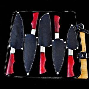 Juego de cuchillos de cocina hechos a mano de acero de Damasco de 5 piezas con funda Juego de cuchillos de Chef Utensilios de cocina Cocina hecha a mano - Product Image 4