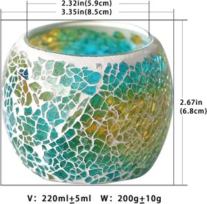 Support votif en verre mosaïque fait à la main écologique décoration de Noël pour la fabrication de bougies et diffuseur d'huiles essentielles - Product Image 4