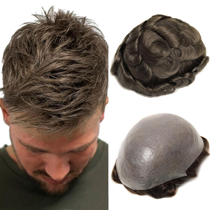 Yinshun - Prótesis Capilar <span class=keywords><strong>de</strong></span> Piel Delgada con Nudos Individuales para <span class=keywords><strong>Hombre</strong></span>, Color Marrón <span class=keywords><strong>Rubio</strong></span> Grisáceo, Sistema <span class=keywords><strong>de</strong></span> Reemplazo <span class=keywords><strong>de</strong></span> Cabello Humano, Base Completa <span class=keywords><strong>de</strong></span> PU - Product Image 1