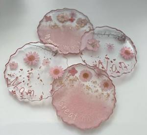 COMPREND des sous-verres en résine de luxe faits à la main tampons carrés colorés personnalisables pour ensemble de tapis de cuisine de table meilleur prix - Product Image 4