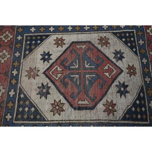 Alfombra Turca Vintage de 3.8x4.3 pies (115x131 cm), Alfombra Roja con Puntos - Product Image 5