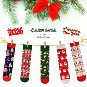 Nouvelle collection de chaussettes de Noël colorées à motifs amusants pour le Nouvel An 2025/2026 – Ensemble de chaussettes confortables pour femmes/hommes - Product Image 1