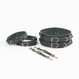 16 Piece <b>BDSM</b> <b>Restraint</b> Set Different Color and Hardware Options Waist Belt and Thigh Cuffs Real Cowhide Leather <b>BDSM</b>-0006 - Product Image 3