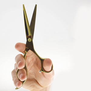 Ciseaux de coupe de cheveux Outils de coupe de cheveux durables à bords de rasoir en or complet avec vis réglable et repose-doigt - Product Image 5