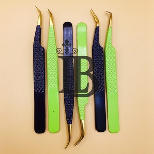 Pinzas de Extensión de Pestañas de Volumen, Pinzas de Acero Inoxidable con Punta de Fibra Puntiaguda, Pinzas para Pestañas de Visón, Logotipo - Product Image 6