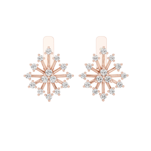 Boucles d'oreilles flocon de neige en diamant de laboratoire 0,546 CT, taille brillant rond, or 18 carats, 14 carats, 10 carats et argent 925, or rose, or jaune, or blanc - Product Image 1