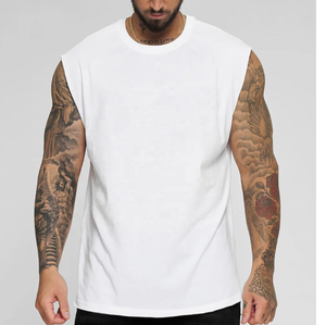 Camisetas sin mangas transpirables de punto 100% algodón para hombre, estilo casual, con cuello redondo, estampadas en serigrafía, ideales para fitness, culturismo y gimnasio. - Product Image 3