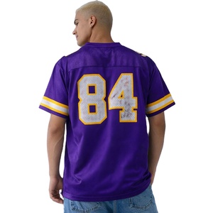 Maillot de rugby personnalisé en mesh violet, respirant, en polyester, col en V, pour le football américain, avec numéro personnalisé, tenue d'équipe. - Product Image 4