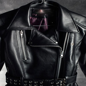 Blouson de moto en cuir d'agneau véritable pour femme - Léger, respirant, tricoté avec broderie - Product Image 2