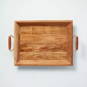 Bandeja de servicio ecológica hecha a mano de madera dura sostenible con sellador de belleza de larga duración para exportación - Product Image 5