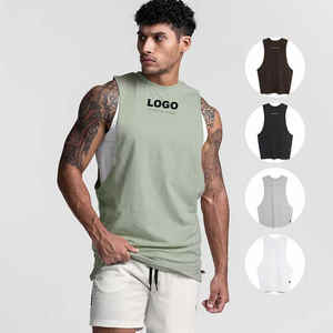 Camiseta sin mangas deportiva de verano de talla grande para hombre, Chaleco de punto transpirable de secado rápido con estampado de Color sólido para entrenamiento de gimnasio - Product Image 1