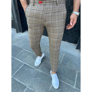 กางเกงชิโนสำหรับผู้ชายแนวคลาสสิกแนวสำนักงานผ้าวูล70% 30% โพลีเอสเตอร์ทรงสลิมฟิตสวมใส่สบาย - Product Image 1