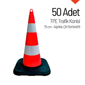 ชุดกรวยจราจร TPE ขนาด 50 ฟุต 75 ซม. แบบหนาพิเศษ สะท้อนแสงได้สองด้าน ใช้เป็นแผงกั้นจราจร - Product Image 4