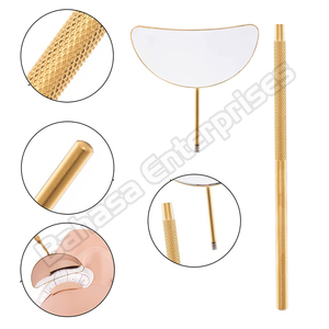 Espejo de pestañas para extensión de pestañas, accesorio para extensiones de pestañas con mango grande de media luna de acero inoxidable - Product Image 4