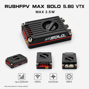 Transmisor de Video RUSHFPV MAX SOLO 5.8GHz 2.5W VTX SmartAudio MMCX 48CH 7-36V para Carreras FPV y Drones de Largo Alcance - Product Image 1
