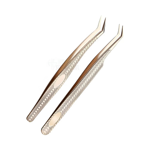 Pince à cils en acier inoxydable pour extensions de cils, outil de pose de faux cils et de création de bouquets - Product Image 3