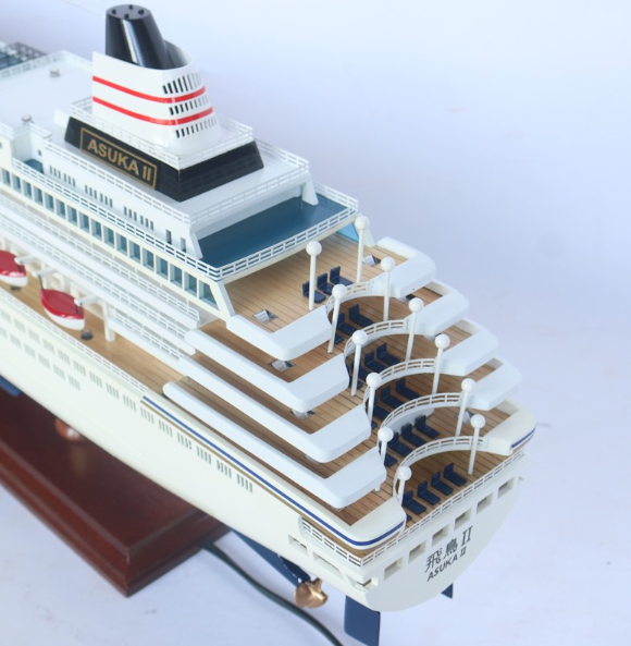 ASUKA II Wooden and Crystal Cruise Ship Model - Elegant Ocean