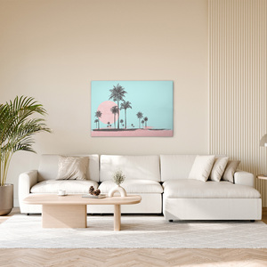 Made In Germany - Home Decor Canvas Picture Miami Beach Pink Blue-Mural de pintura de pared en azul y rosa-Camilla Frame Art - Product Image 3