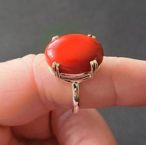 Bague en argent sterling 925 faite à la main avec des pierres précieuses de corail rouge naturel fiançailles ou cadeau de mariage - Product Image 6