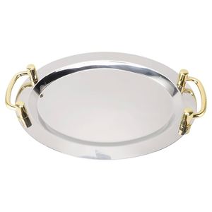 Bandeja de Servicio Decorativa Moderna, Bandeja de Metal de la Mejor Calidad, Plato Ovalado para Servir con Asa de Diseño Dorado para Uso en el Hogar y Hoteles - Product Image 1