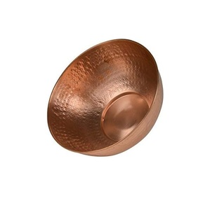 Bol à mélanger rond de qualité supérieure en cuivre pur avec finition martelée Ensemble en acier écologique pour salade de fruits secs servant lors de fêtes - Product Image 1