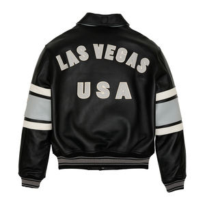 เสื้อแจ็คเก็ตวาร์ซิตี้ผู้ชายแบบกำหนดเอง สไตล์ลำลอง ไซส์ XL ผ้าโพลีเอสเตอร์ระบายอากาศ แขนหนังเด็ก  แบบเรียบ ไม่มีลาย  ปักอักษร  แบบเลตเตอร์แมน - Product Image 2