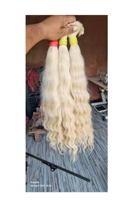 Compre extensiones de cabello rubio indio hechas de 100 por ciento de cabello humano Remy con textura sedosa y brillo natural - Product Image 3