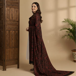 Ethnic Kullu Handloom Wool Shawl with Rich Traditional Design 80x40 Inch Soft & Warm for Everyday and Travel Wear at Low Price - Product Image 5