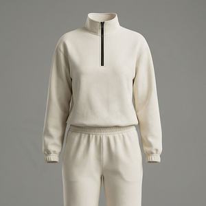 Conjunto Deportivo de 2 Piezas para Mujer, Chándal de Algodón con Cremallera, Ropa Deportiva de Alta Calidad, Personalizable - Product Image 1