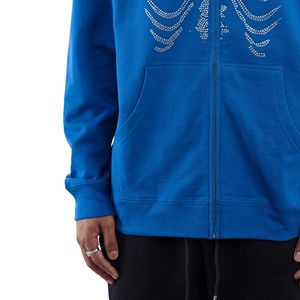 Sudaderas con capucha con cremallera completa en blanco para hombre, llegada de invierno, superventas, a la venta, a precios bajos, sudaderas con diamantes de imitación, transpirables con OEM - Product Image 3