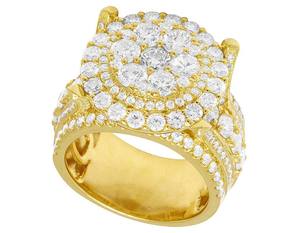 Anillo de Hombre con Diseño de Domo Redondo, Fabricado en Oro Amarillo de 10K, con Diamantes Cultivados en Laboratorio, para Moda Hip Hop - Product Image 3